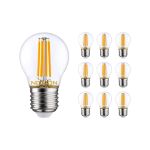 Lot 10x Noxion Lucent LED E27 Boule Filament Claire 4.5W 470lm - 927 Blanc Très Chaud | Meilleur Rendu Des Couleurs - Équivalent 40W