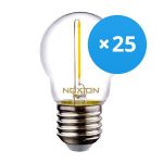 Lot 25x Noxion Lucent LED E27 Boule Filament Claire 1.4W 136LM - 827 Blanc Très Chaud | Équivalent 15W