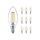 Lot 10x Philips MASTER Value LED Bougie E14 Filament Claire 3.4W 470lm - 927 Blanc Très Chaud | Meilleur Rendu Des Couleurs - Dimmable - Équivalent 40W