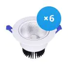 Lot 6x Downlight LED Rond Inclinable 12W 960lm 60D - 930 Blanc Chaud | 110mm - Diamètre 90mm - UGR 