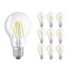 Lot 10x Ledvance CLASSIC LED E27 Poire Filament Claire 4W 470lm - 827 Blanc Très Chaud | Équivalent 40W