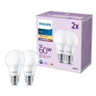 Lot 2x Philips Ampoule LED E27 Poire Dépolie 8W 806lm - 827 Blanc Très Chaud