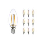 Voordeelpak 10x Noxion Lucent LED Filament Kaars 2.5W 827 B35 E14 Helder | Zeer Warm Wit - Vervangt 25W